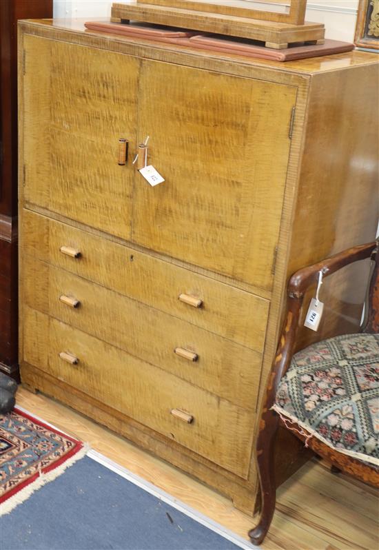 A Heals two door, three drawer cabinet and a Heals mirror Cabinet W.92cm